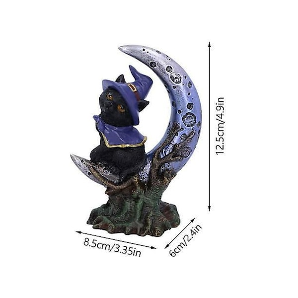 Halvmåne Katt Harpiks Skulptur - Halloween Hjemmedekorasjon