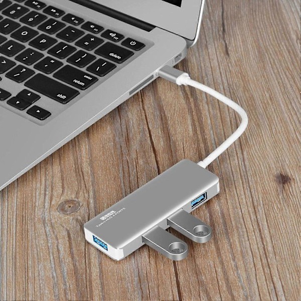 4-portars USB 3.0 Hub Splitter Aluminiumlegeringsskal Samtidig Användning Adapter För Bärbara Stationära Datorer