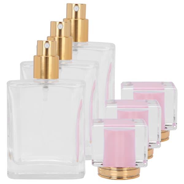 50 ml påfyllningsbar parfymflaska glasspray transparent flytande tom atomizerbehållare rosa