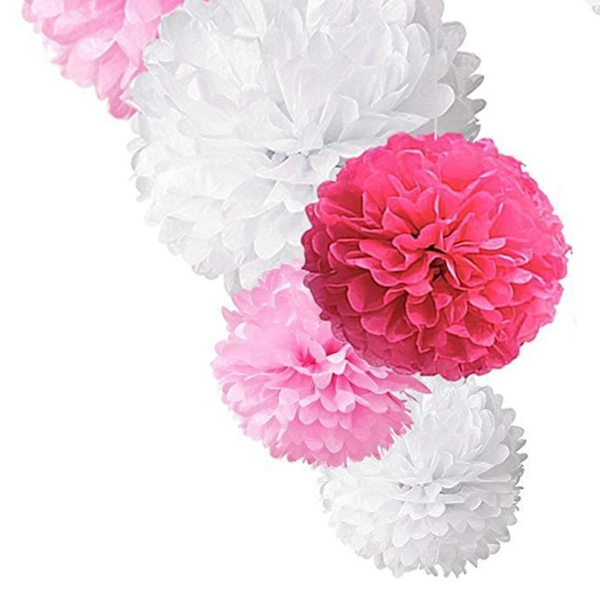 Fargerike silkepapirblomster i assorterte størrelser - 18 stk. til bursdager og arrangementdekorasjoner