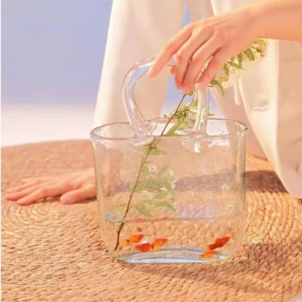 Klar glas handväska formad vas - Elegant hem bröllopsdekor blekrosa