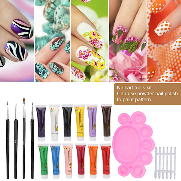 Nagelkonstpenna Nagelkonstpalett Nagelgelpoleringshållare Manikyr Nagelkonstset 4 st