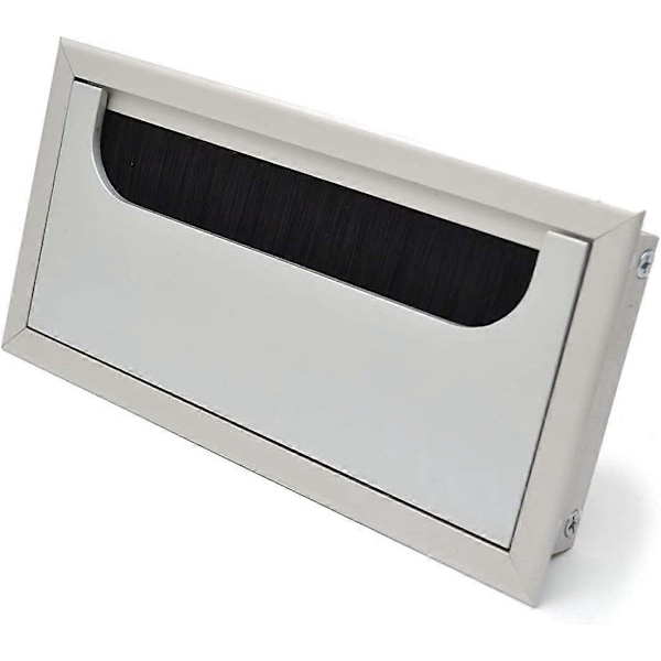Set med 4 Fyrkantiga Kabelkanaler 80x160mm för Infällning på Kontorsbord Kabelorganiserare för Möbler Aluminium Silver Anodiserad Kabelgenomföring Kabel Co