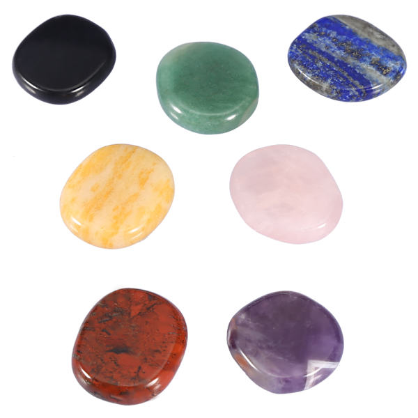 7 stk Naturlig Tynd Krystal Healing Stone Uregelmæssig Seven Chakra Energy Slice