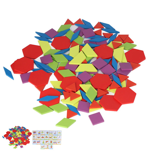 Tangram Legetøj Uddannelsesmæssige Lyse Farve Geometriske Form Puslespil Træ Mønster Blokke Sæt til Børn
