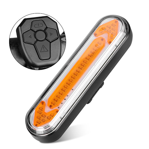 BK600 maastopyörä USB -lataus LED Langaton kaukosäädin Turvavaroitus Kääntyvä takavalo Polkupyörän pyöräilyvarusteetMusta puoli