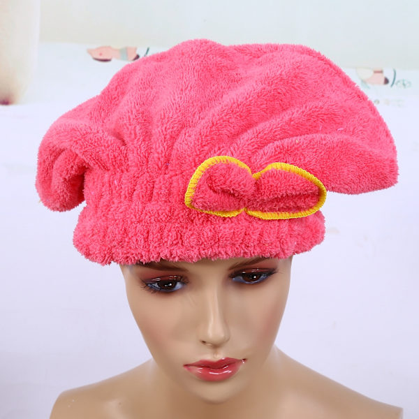 Snabbtorkande cap Mjuk Coral Velvet Bowknot hatt cap(vattenmelonröd)