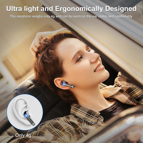 Trådlösa Bluetooth-hörlurar, 2023 Bluetooth 5.3 Hörlurar med ENC-brusreducering, 40 timmars speltid med LED-display, Hi-Fi stereoljud, IP7