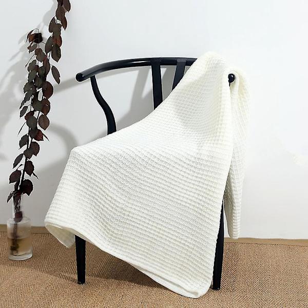 Lett vaffelpiké bomullsdyne for sofa og seng - hvit (130x150 cm)