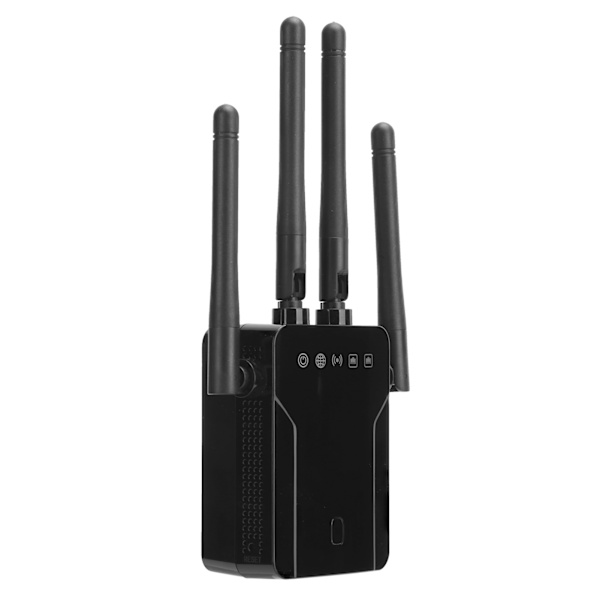 WIFI-langaton toistin 300M Internet-verkon signaalinvahvistin 2 Ethernet-portilla 4 antennia Musta 100-240VUS-pistoke