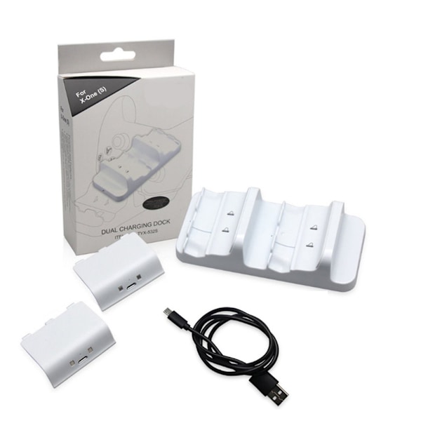 Hurtiglader for XBOX ONE-kontroller Dobbel ladestasjon Lader med 2 stk oppladbare for XBOX ONE-kontroller Batteristand