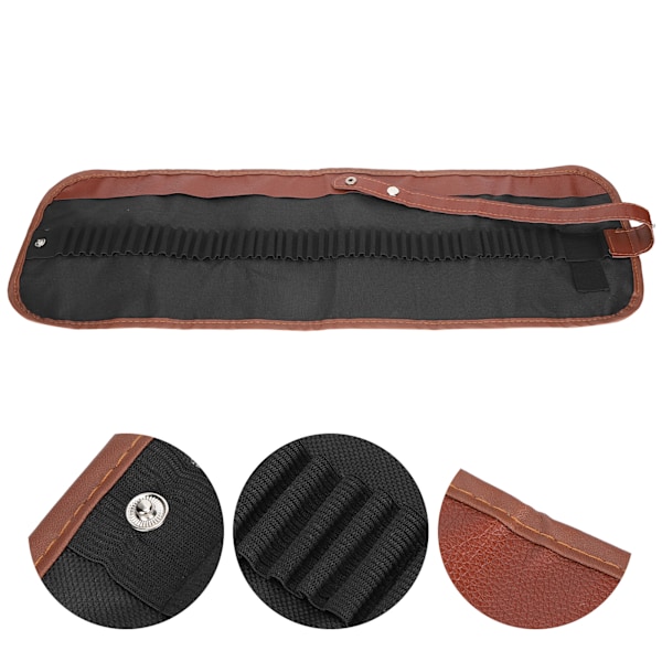 Blyant Rulle/Foldbar Pung Pen Opbevaring Organizer Wrap Holder til Skole/KontorRulle Type 48 Slot Sort