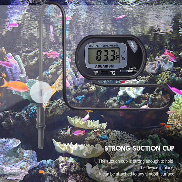 LCD Digital Akvarie Termometer med sugekop Fisketank Vand Terrarium Temperatur til fisk og krybdyr