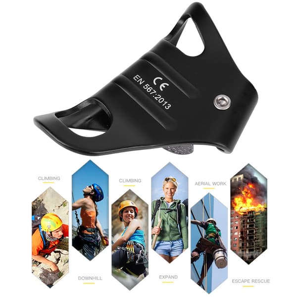 Bjergbestigning Klatring Bryst Ascender Rappelling Udstyr Rebklemme til 8-13mm (Sort)