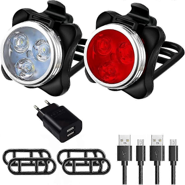 LED-pyöränvalo, ladattava polkupyörän etu- ja takavalo, 4 kirkkaustilaa USB-valaistus iskunkestävä vedenpitävä MTB VTC pyöräilijä lastenrattaat retkeily_SZXM