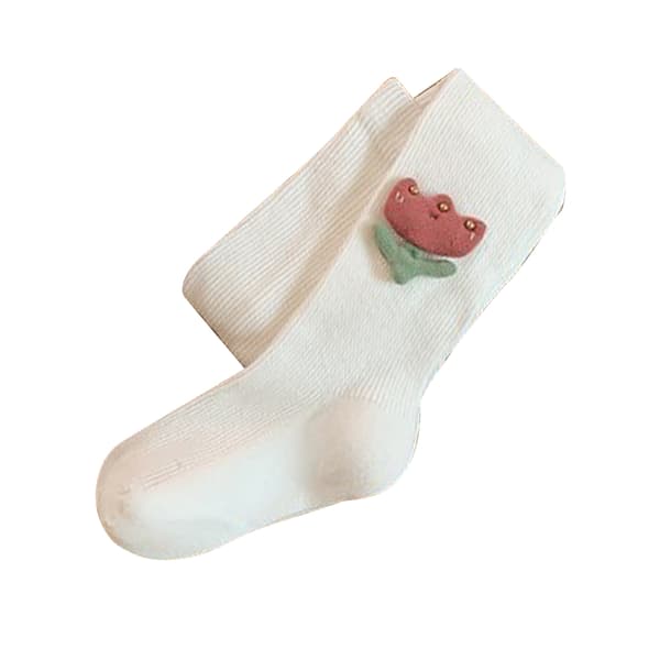 Pige strømpebukser Strikket bomuld Fodede leggings Strømper Åndbare varme småbørnsstrømpebukser til efterår vinter L