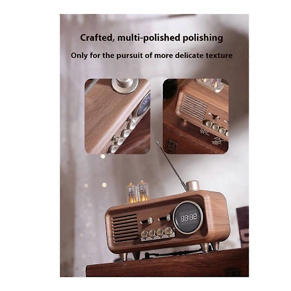 Bærbar Retro Bluetooth Højttaler FM Radio Trådløs Subwoofer