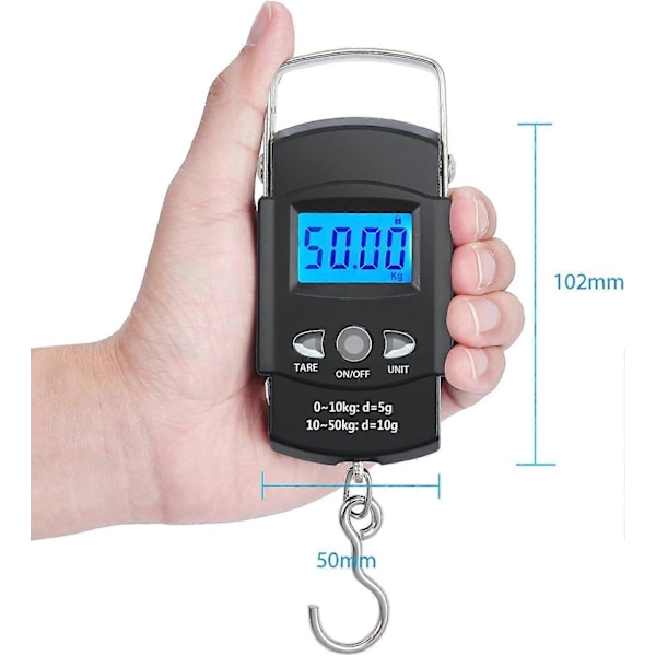 110lb / 50kg Fiskvekt Bærbar LCD Bakgrunnsbelyst Digital Fiskevekt Hengevekt