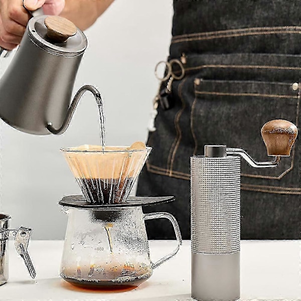 Manuell Kaffekvarn Portabel Espresso Kaffebönkvarn Rostfritt Stål Burr Kvarnar Handgjorda Kastanje Kaffe Verktyg Svart