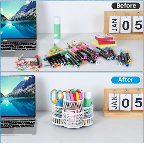 Bordskrivebords penholder, roterende penholder, bordskrivebords kopholder kontor penholder (hvid)