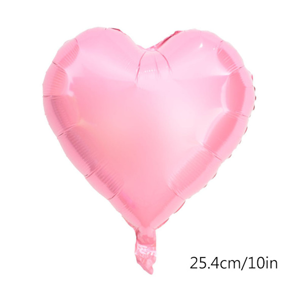 10 st 10\" Hjärtformade Aluminiumfolie Ballonger Fest Bröllop Födelsedag Dekor (Rosa)