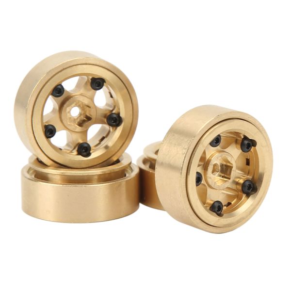 4 st RC Beadlock fälgnav utan lim i mässing RC biluppgraderingsdelar för FMS FCX24 1/18 1/24 klätterbil guld
