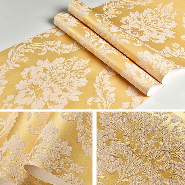 0,53M × 9,5M 3D tapet i europeisk stil, non-woven modern tapet för vardagsrum, sovrum, TV-bakgrund, himmelsblå