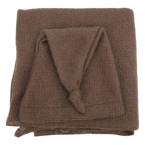 2 st babyfotografering rekvisita mohair mössa filt set kostym kläder för nyfödda spädbarn mörkbrun mössa + filt