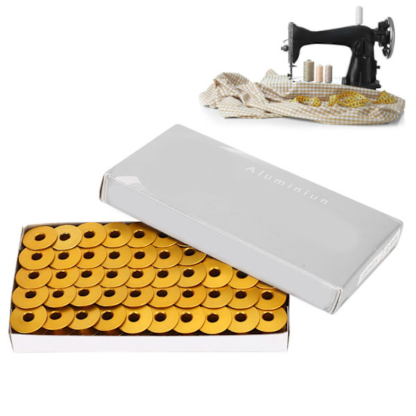 100 stk. symaskine spoler i aluminium til symaskiner, reservedele, gul
