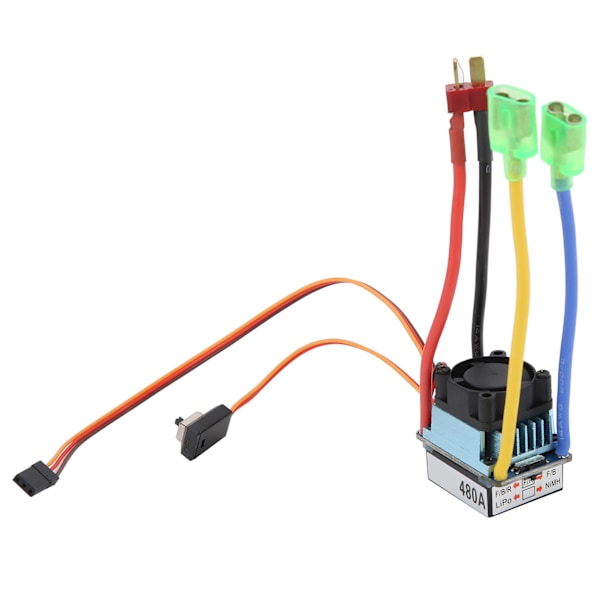 Vanntett 480A Dual-Way Børstet ESC 5V 3A BEC Elektrisk Fartskontroller for 1/8 RC Biler