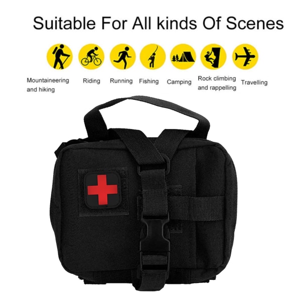 Molle Portable Military First Aid Supplies Kit Survive Medicine Oppbevaringspose (svart)