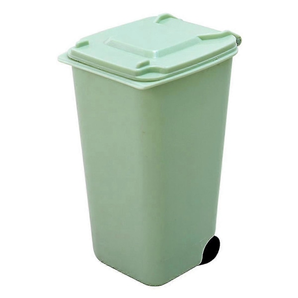 Mini Skrivbords Papperskorg 4 färger Förvaringslåda för Skräp Vardagsrum Soffbord Med Lock Liten Papperskorg Plast Påse Zekai grön