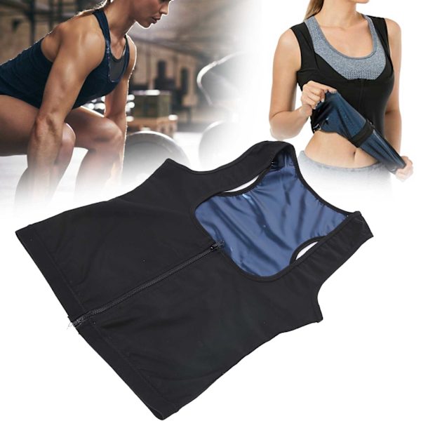 Sauna Vest Varme Sweat Tank Top Åndbar Waist Trainer Lynlås Sports Corset til DameL/XL