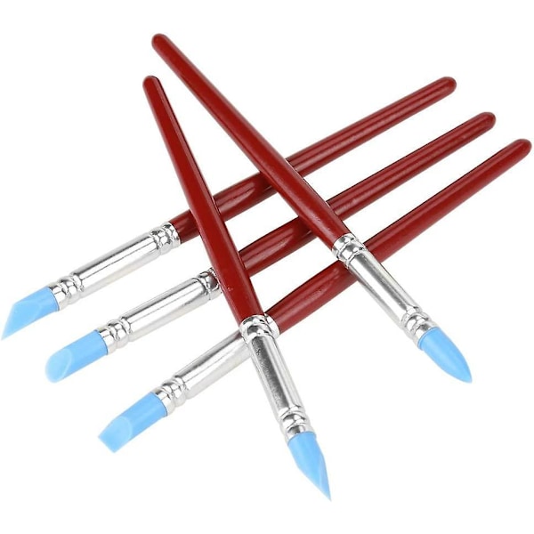 Färgad lera skulpteringsverktygssats - 5 delar, gummipenna, penslar för keramik, DIY-snidning