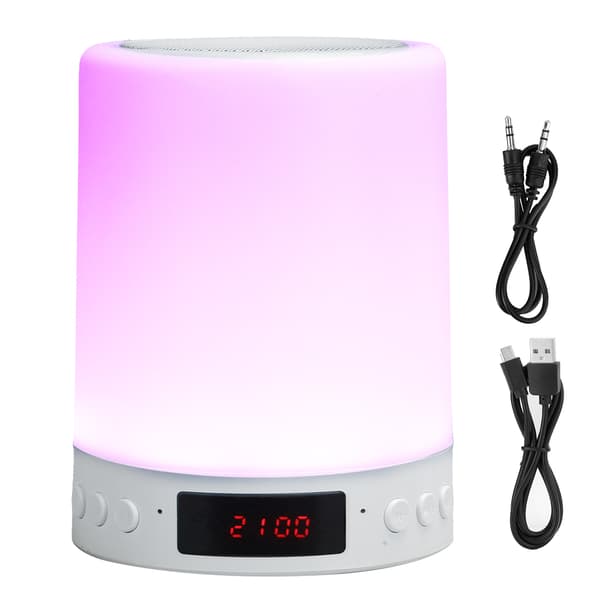 Bluetooth Højttaler Vækkeur Farverigt Natlys Touch Kontrol LED Bordlampe