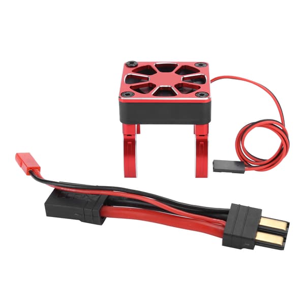 540/550 Motor Køleventilator Radiator med Stikkabel Passer til Traxxas RC Bilmodel Rød