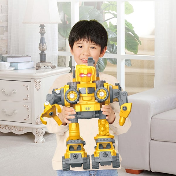 5 i 1 DIY Demontering Konstruktion Fordon Robot Leksak för Barn Grävmaskin Leksak för Pojkar Flickor Jul Födelsedagspresent