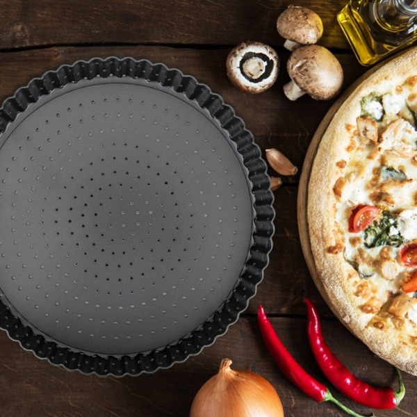 Husholdningsfortykning non-stick kulstofstål Pizzaform Bagepande Bakkeværktøj til køkken (L (9 tommer) )