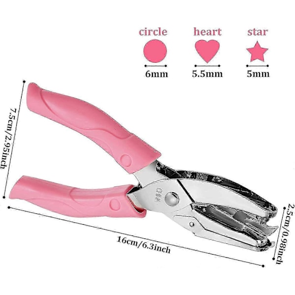 Ln-3 Delar Handhållen Hålslag - Mjukt Grepp, Cirkel, Stjärna och Hjärtformade Hål, Verktyg för Kläder och Scrapbooking