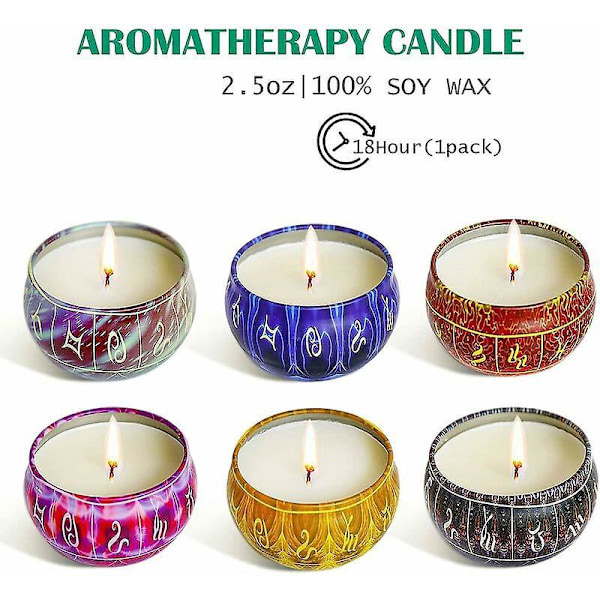 Duftlys, 12 Stjernetegnserien 12 Pakke Duftlys Gaveeske, 100% Soyavokslys, For Aromaterapi Bad Yoga, Bryllup, Valentinsdag, Jul