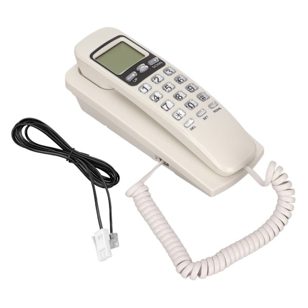 Kablet vægtelefon multifunktionel kalender LCD-display opkalds-id fastnettelefon med knapper til hjemmekontor hvid