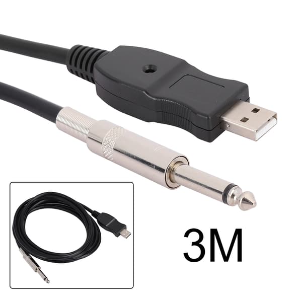 Bärbar gitarr USB-ljudkabel Datoranslutningskabel Instrumentadapter svart 300cm