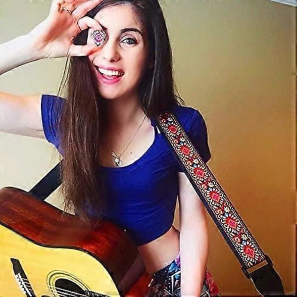 10 st Gitarrband - Gitarrband i bomull med ändar i fullnarvläder för bas, elgitarr och akustisk gitarr - Presenter till barn, män och kvinnor som spelar gitarr