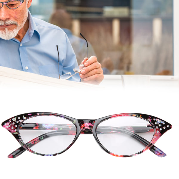 Läsglasögon Fashionabla unisex -rhinestones-dekoration Klara läsglasögon (+250 rödrandig ram)