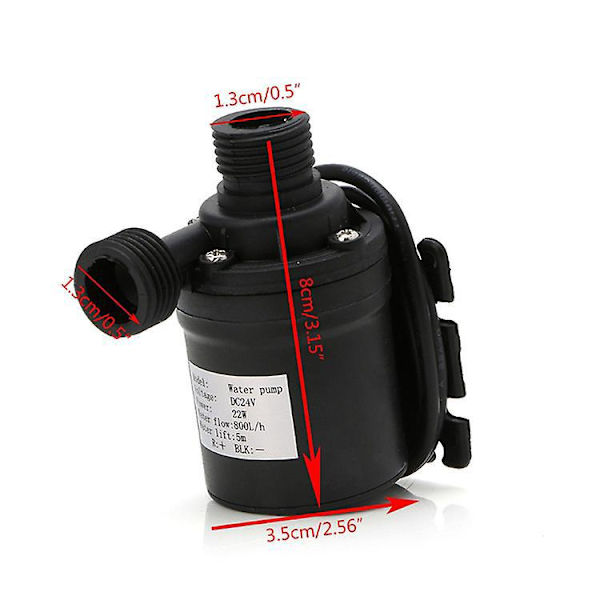 12V DC dränkbar vattenpump - 800L/h, 5m lyft - Idealisk för damm, akvarium, solfontän, poolcirkulation