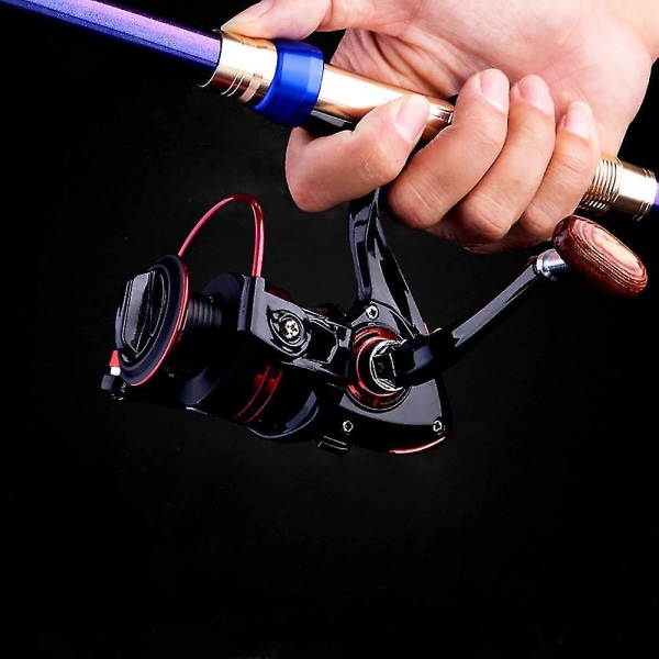 3-pack metall fiskesnellehåndtak med roterbart tregrep, bytte av sveiv med spinning