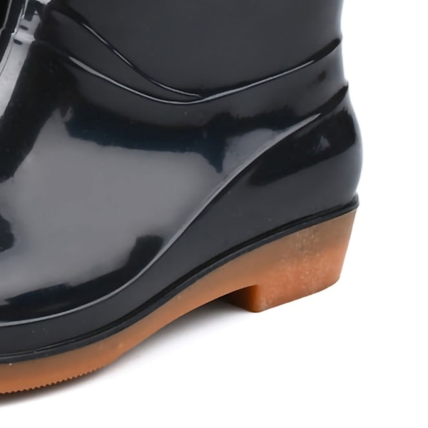 Dames Regnstøvler Fashion Antiskid Korte Regnstøvler Rund Hoved Radian PVC Plast Regnstøvler Sort 40