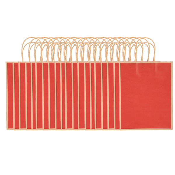 20 stk Kraftpapirpose Gjenbrukbar miljøvennlig pose for klesgaver 21 x 11 x 27,5 cm (mørk rød)