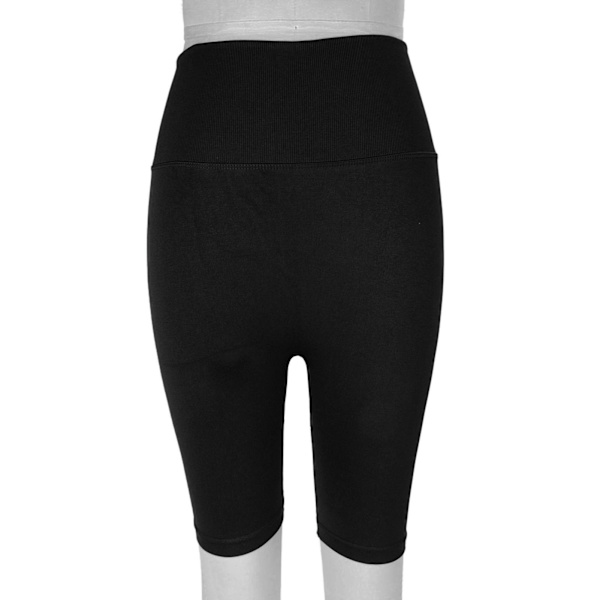 Hög midja yogashorts dam mjuk stretch andningsbar rumplyft fitness atletisk träningsshorts svart M