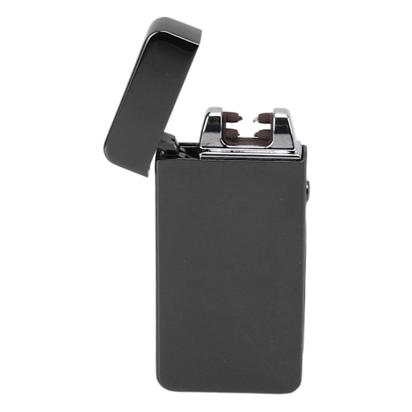 Elektrisk dobbelt buel lighter genopladelig vindsikker flammefri 220mAh aluminiumlegering USB lighter sort